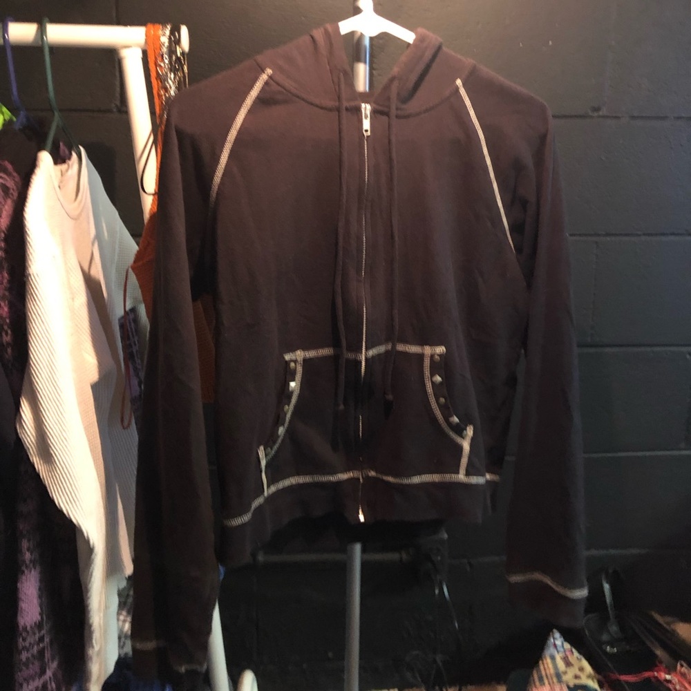 LEI BLEACH DYED ZIPUP SWEATER
